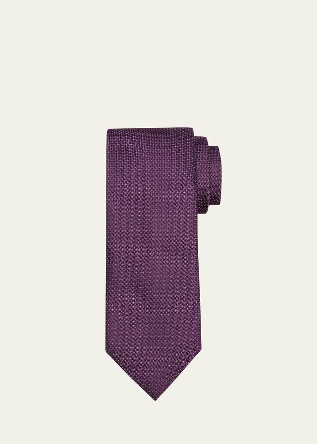 Mens Micro-Geometric Jacquard Silk Tie Product Image