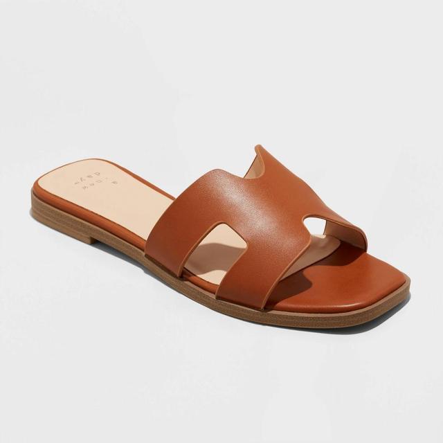 Womens Nina Slide Sandals - A New Day Cognac 9 Product Image