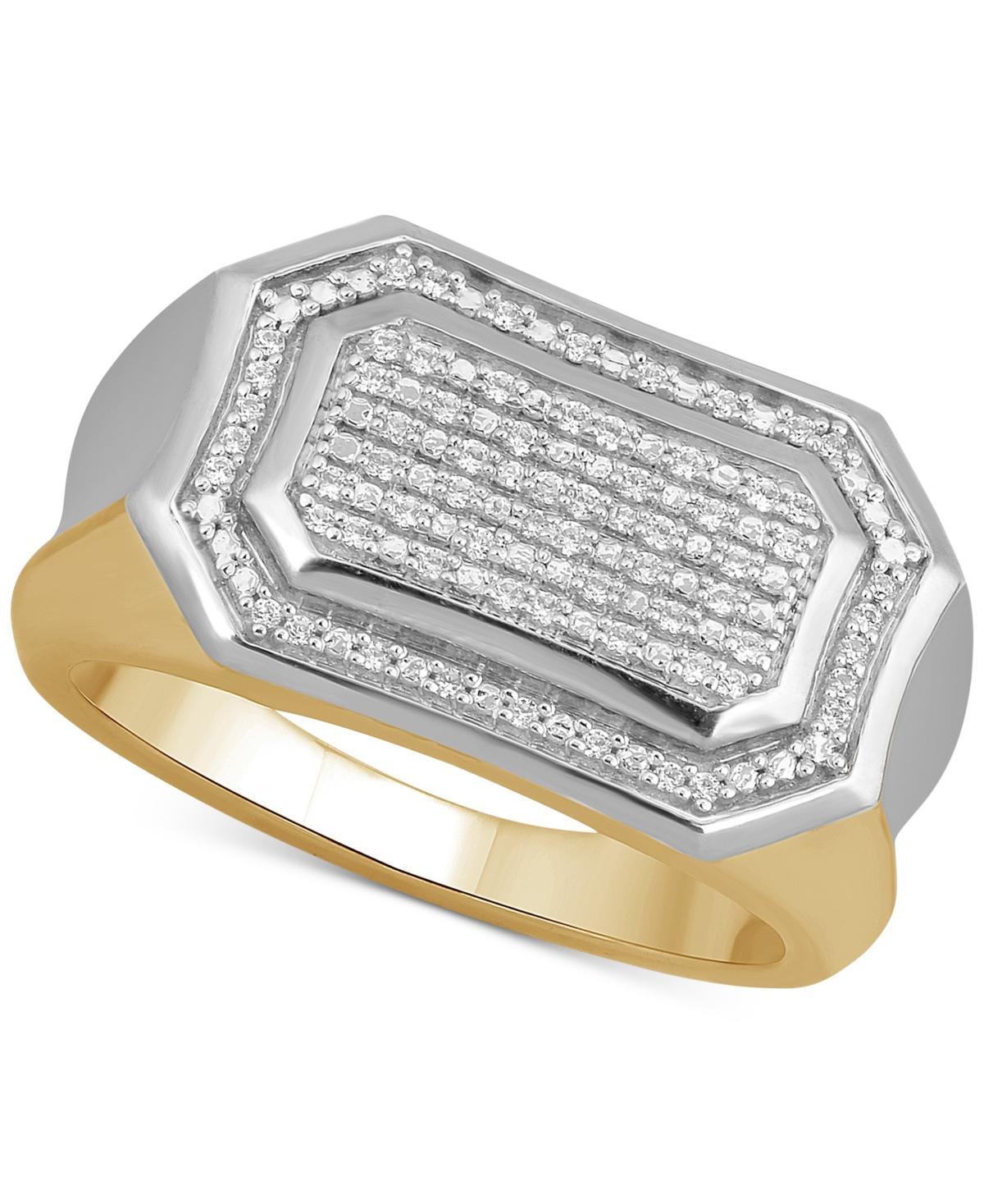 Mens Diamond Pave Cluster Ring (1/5 ct. t.w.) in Sterling Silver & 18k Gold-Plate Product Image