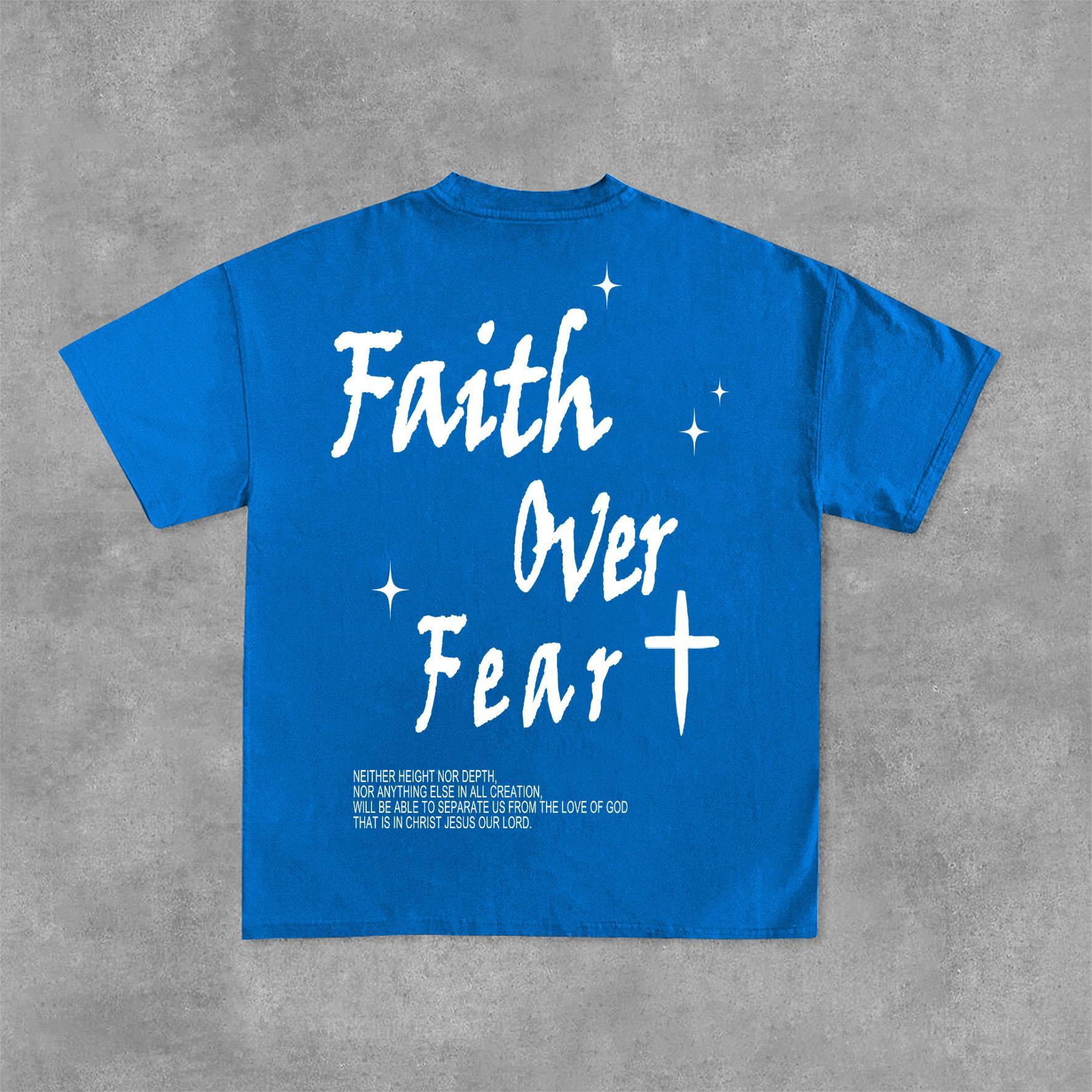 Faith Over Fear Bible Graphic Print Cotton T-Shirt Product Image