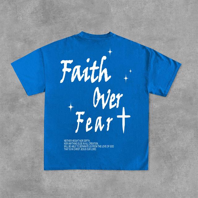 Faith Over Fear Bible Graphic Print Cotton T-Shirt Product Image