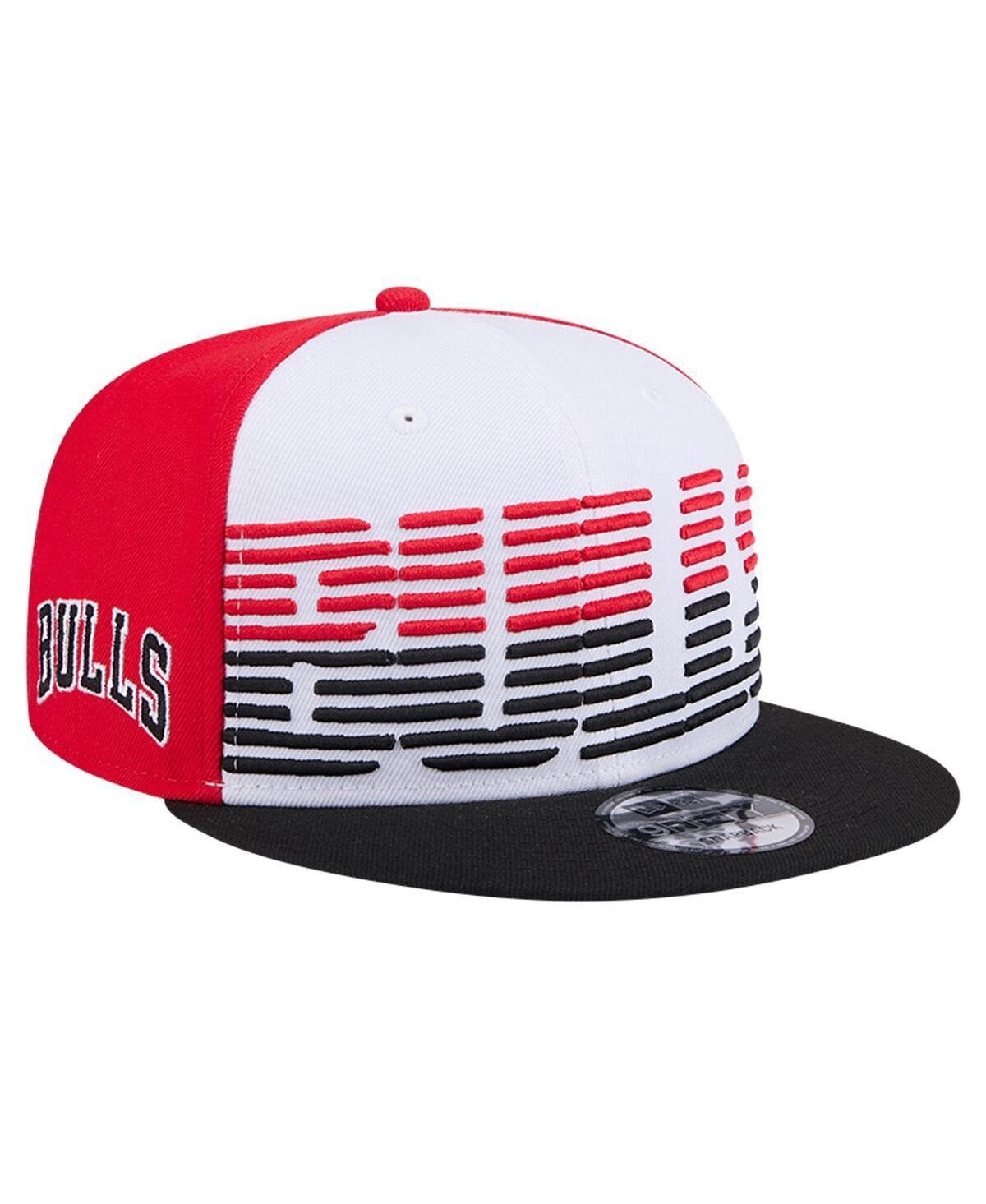 New Era Mens White/Black Chicago Bulls Throwback Gradient Tech Font 9fifty Snapback Hat Product Image