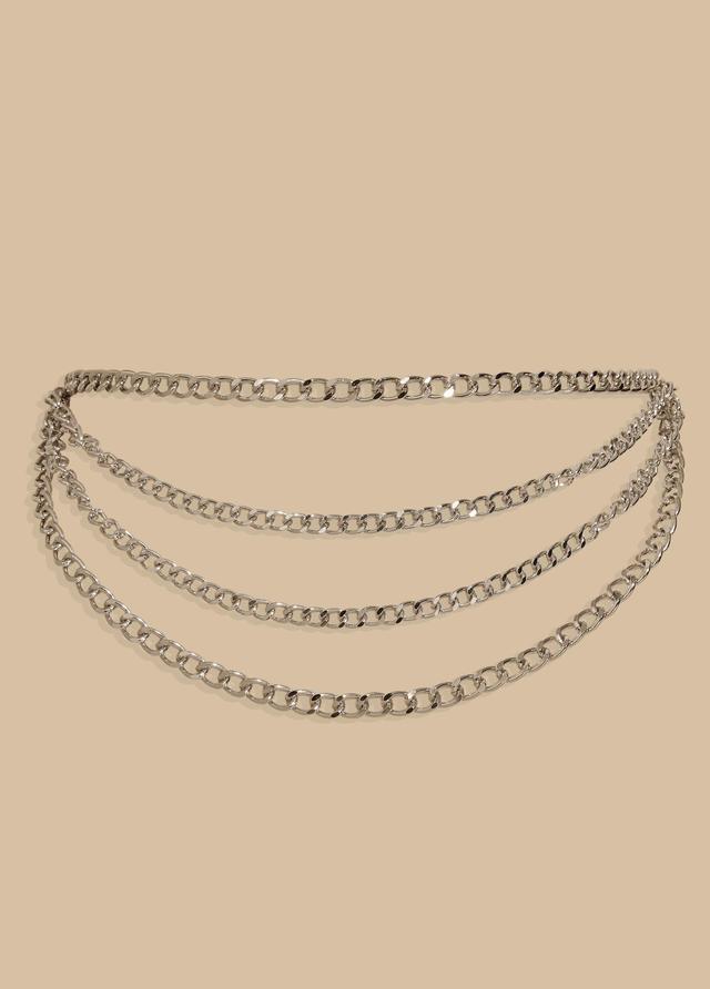 Layered Silver Tone Chain Belt Product Image