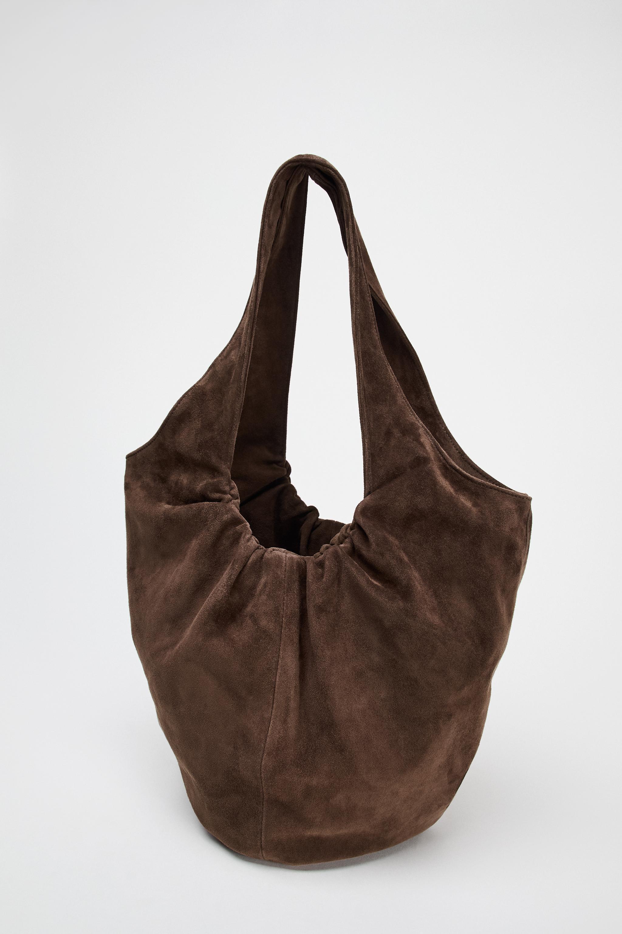 GATHERED SUEDE BUCKET BAG Product Image