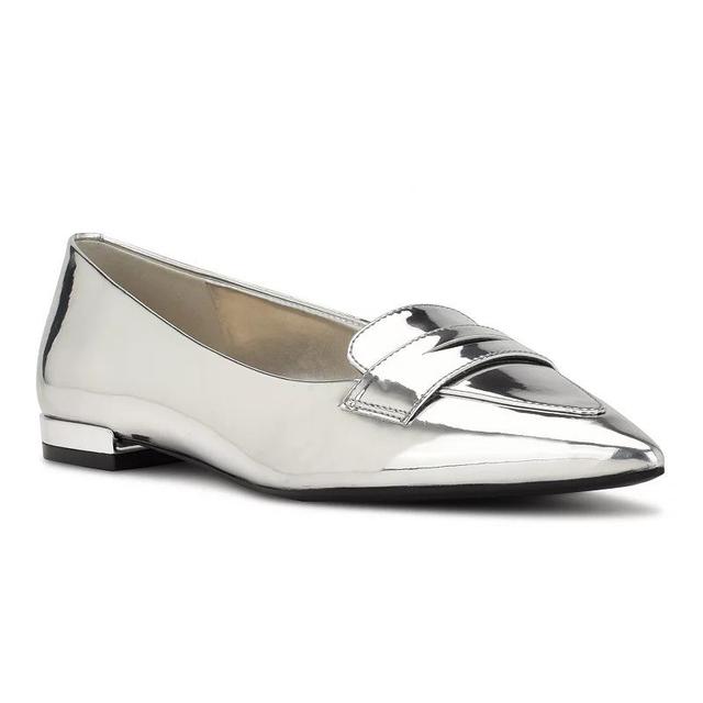 Nine West Lallin Womens Dress Flats Silver Mirror Grey Product Image