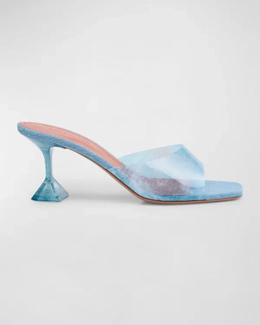 Lupita Denim Effect Slide Mule Sandals In Blue Product Image