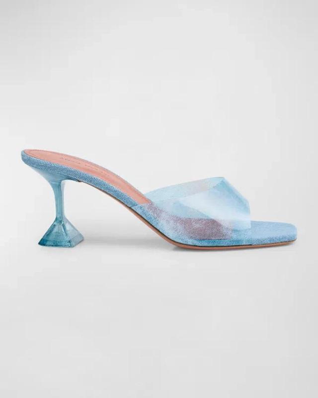 Lupita Denim Effect Slide Mule Sandals In Blue Product Image