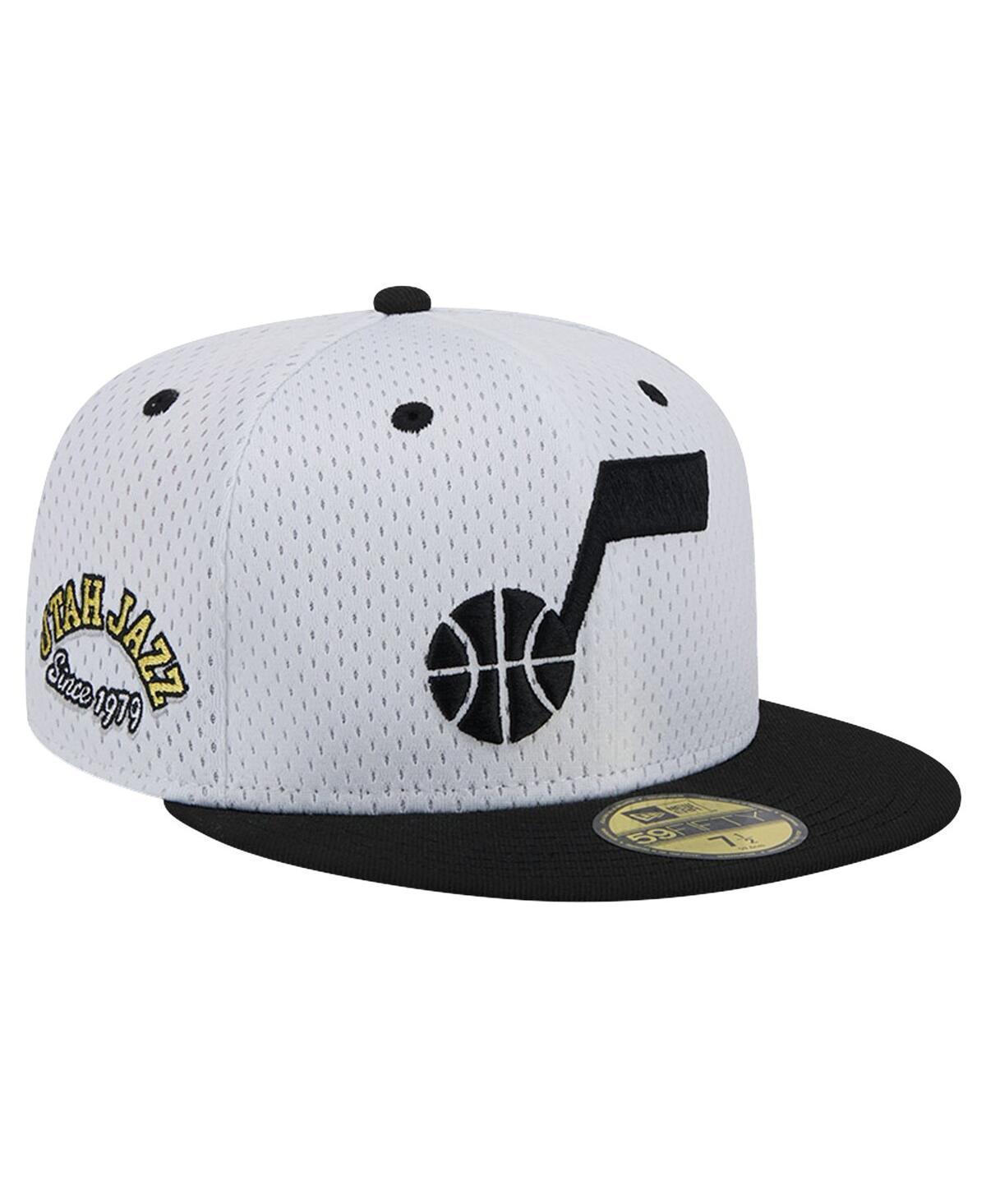 Mens New Era White/Black Utah Jazz Throwback 2Tone 59FIFTY Fitted Hat Product Image