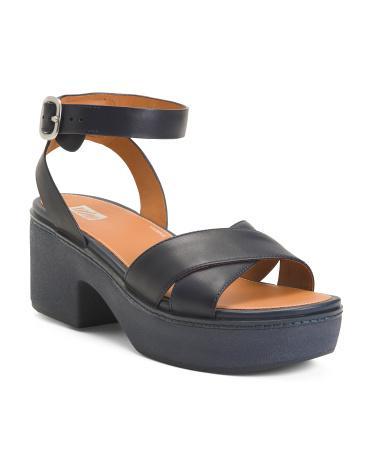 Leather Pilar Crossover Ankle Strap Platform Sandals For Women Product Image