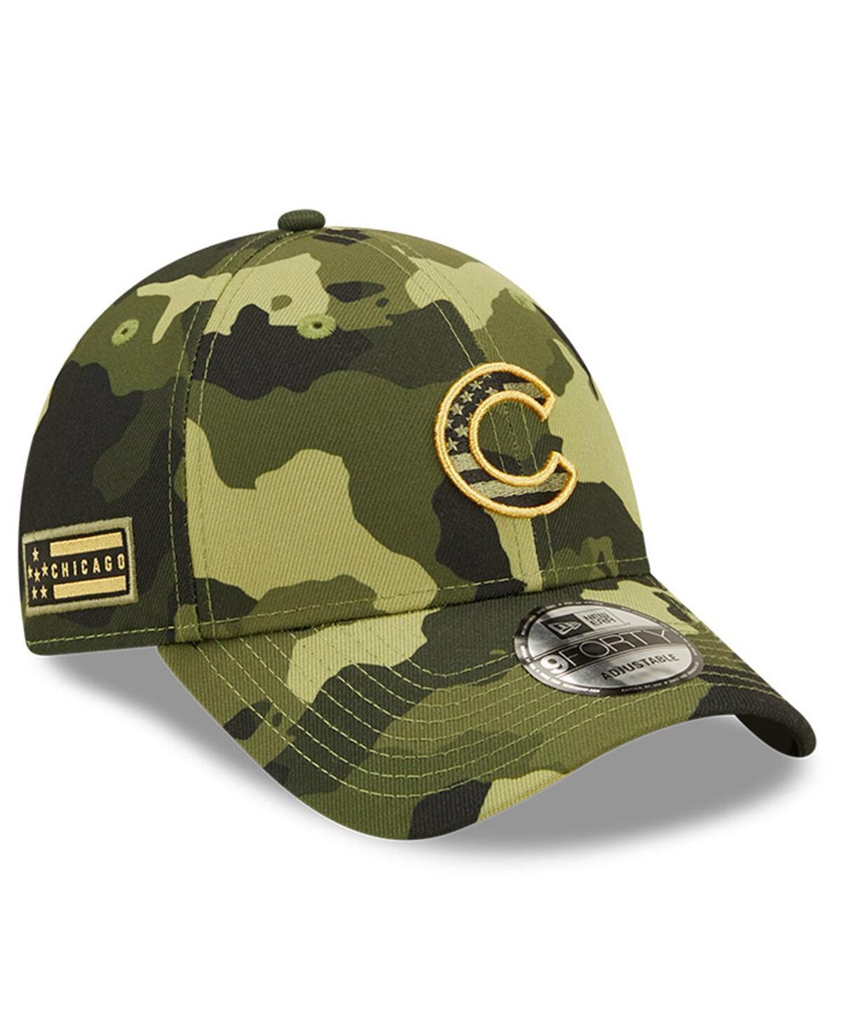 Mens New Era Camo Chicago Cubs 2022 Armed Forces Day 9FORTY Snapback Adjustable Hat, Green Product Image