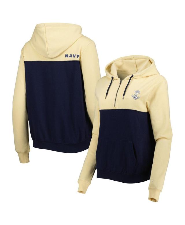 Womens Colosseum Gold and Navy Navy Midshipmen Aidan Half-Zip Hoodie - Gold Product Image