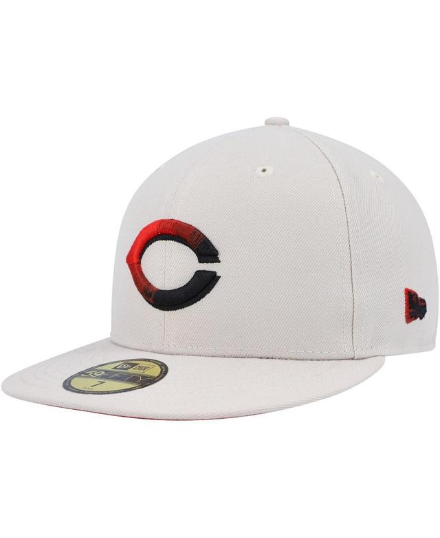 Mens New Era Khaki Cincinnati Reds Stone Dim Undervisor 59FIFTY Fitted Hat Product Image