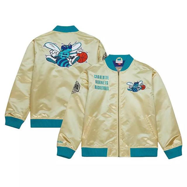 Mens Mitchell & Ness Gold Charlotte Hornets Team OG 2.0 Vintage Logo Satin Full-Zip Jacket Product Image