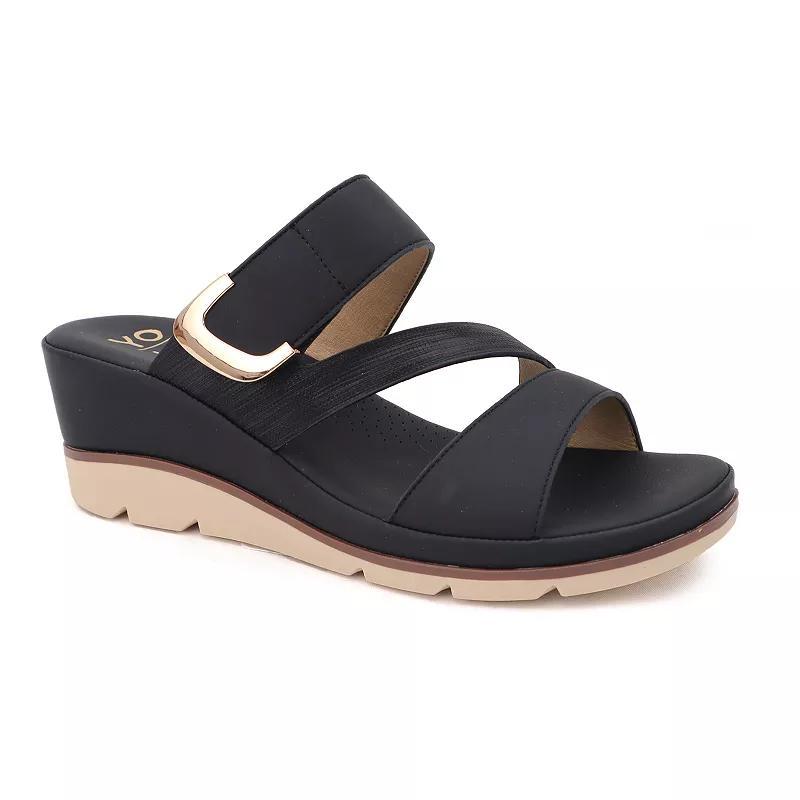 Yoki Sicily Womens Open-Toe Strappy Low Wedge Slip-On Sandals Product Image