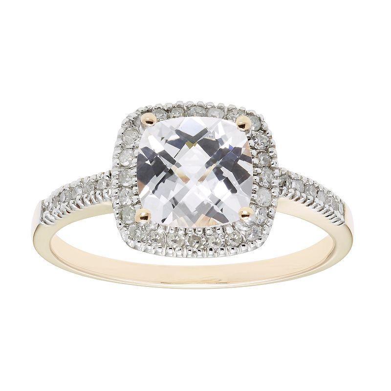 Lab-Created White 10K Gold & 1/5 Carat T.W. Diamond Frame Ring, Womens Product Image