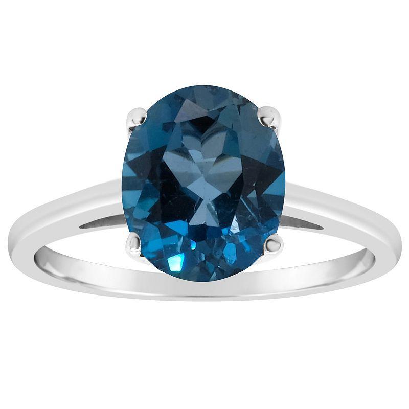 Alyson Layne 14k Gold Oval London Blue Topaz Solitaire Ring, Womens Product Image