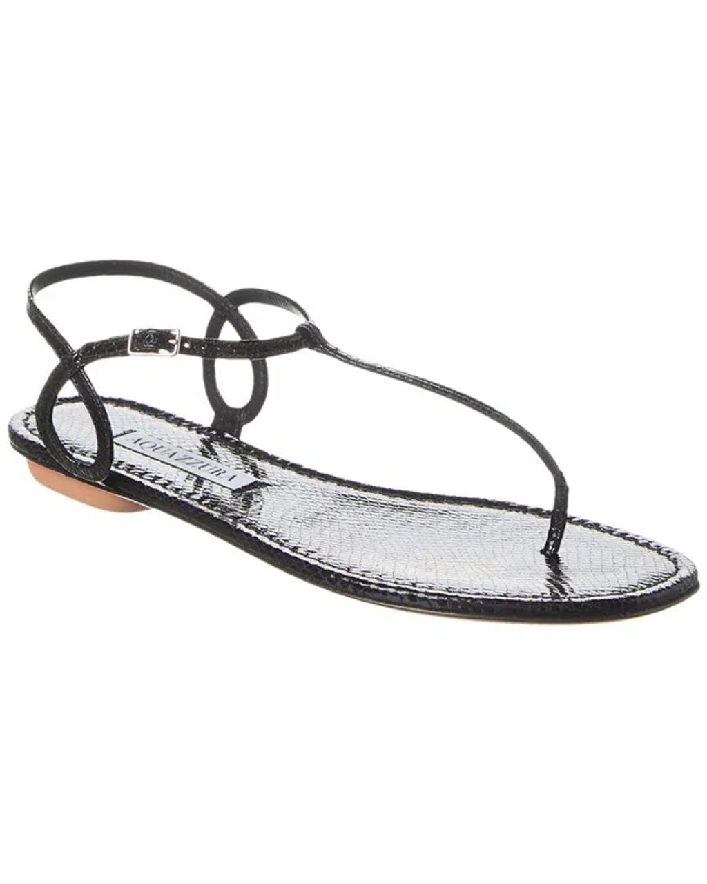 Almost Bare Snake-embossed Leather Sandal In Black Product Image