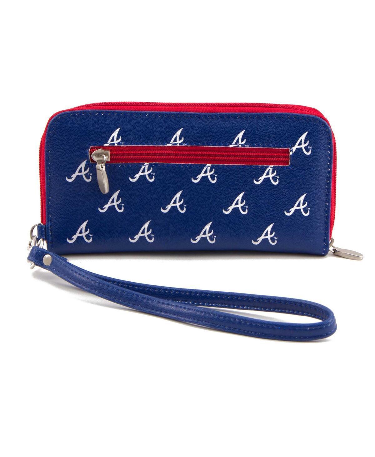 Womens Atlanta Braves Zip-Around Wristlet Wallet - Blue Product Image