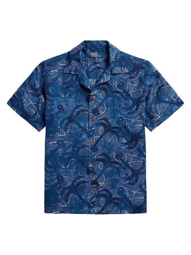 Mens Graphic Linen & Silk-Blend Camp Shirt Product Image