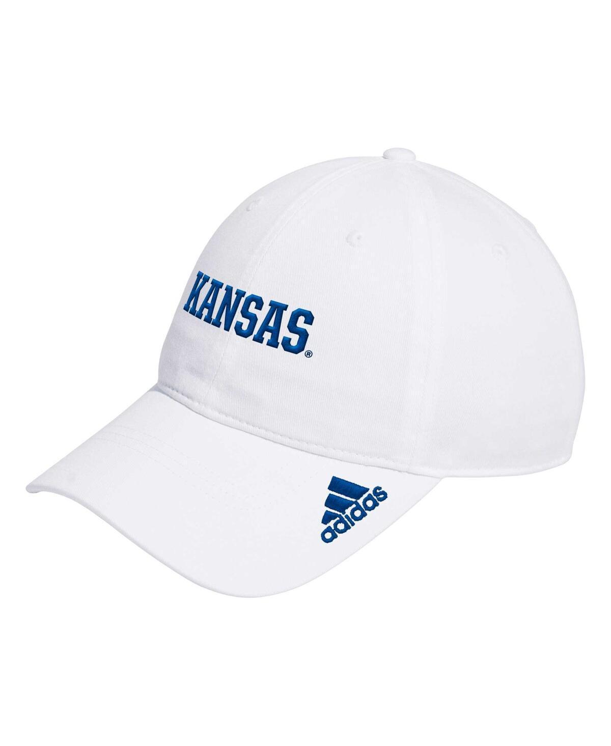 Adidas Mens White Kansas Jayhawks Locker Room Wordmark Slouch Adjustable Hat Product Image