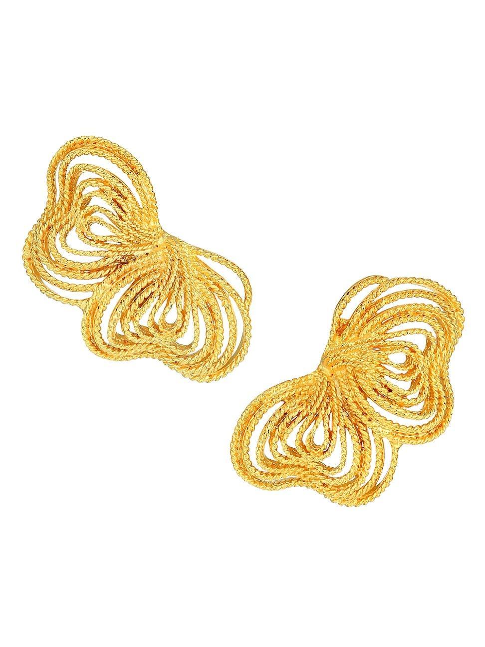 Womens 22K Goldplated Textured Clusters Clip-On Earrings Product Image