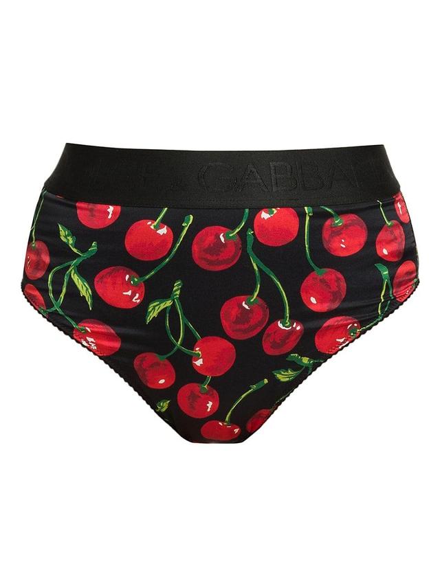 Womens Cherry-Print High-Waist Briefs Product Image