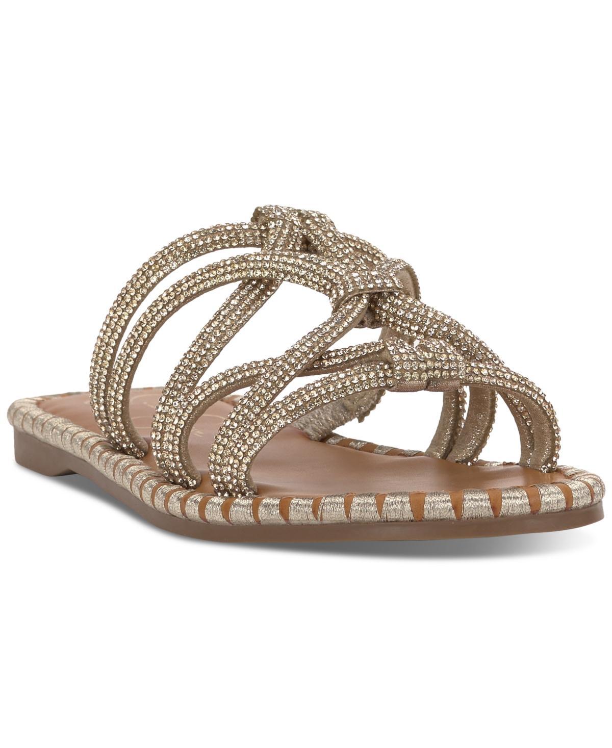 Jessica Simpson Womens Briellea Strappy Rhinestone Flat Sandals Product Image