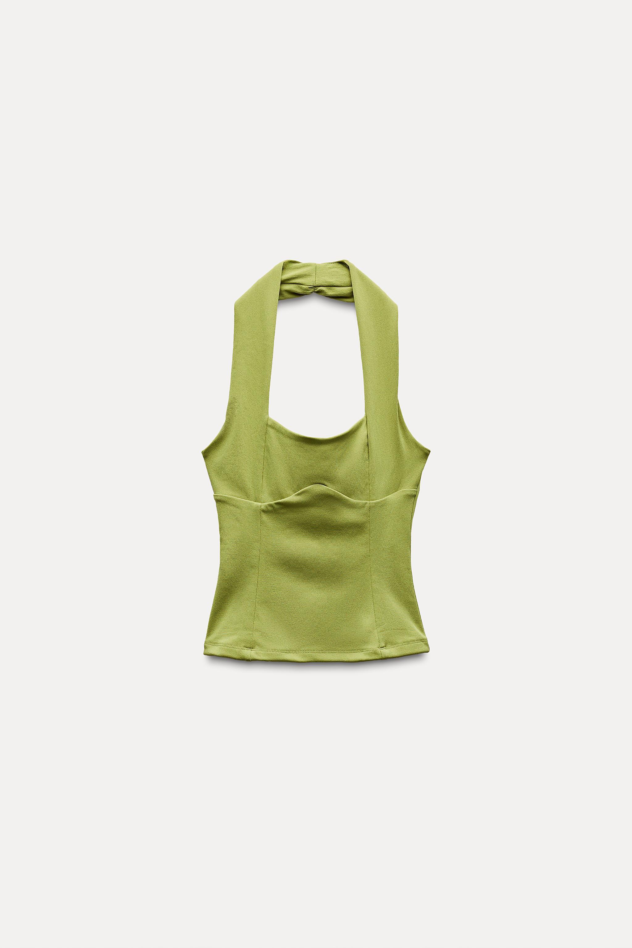 STRETCH PLEATED HALTER TOP Product Image