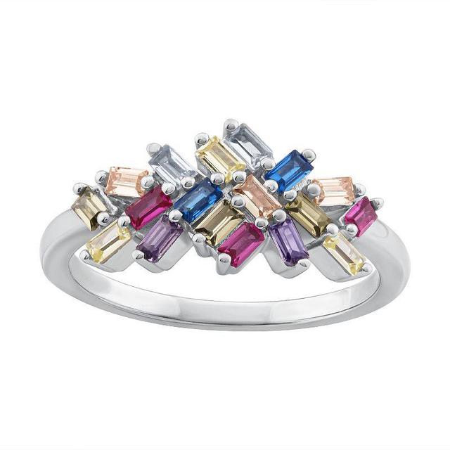 OLIVIA AND HARPER Sterling Silver Multi-Color Cubic Zirconia & Lab-Created Ruby Ring, Womens Multicolor Product Image