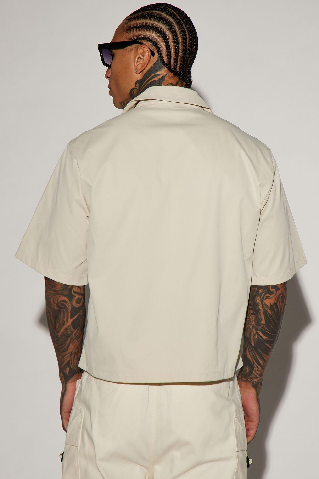 Milano Cropped Button Up Shirt - Off White Product Image