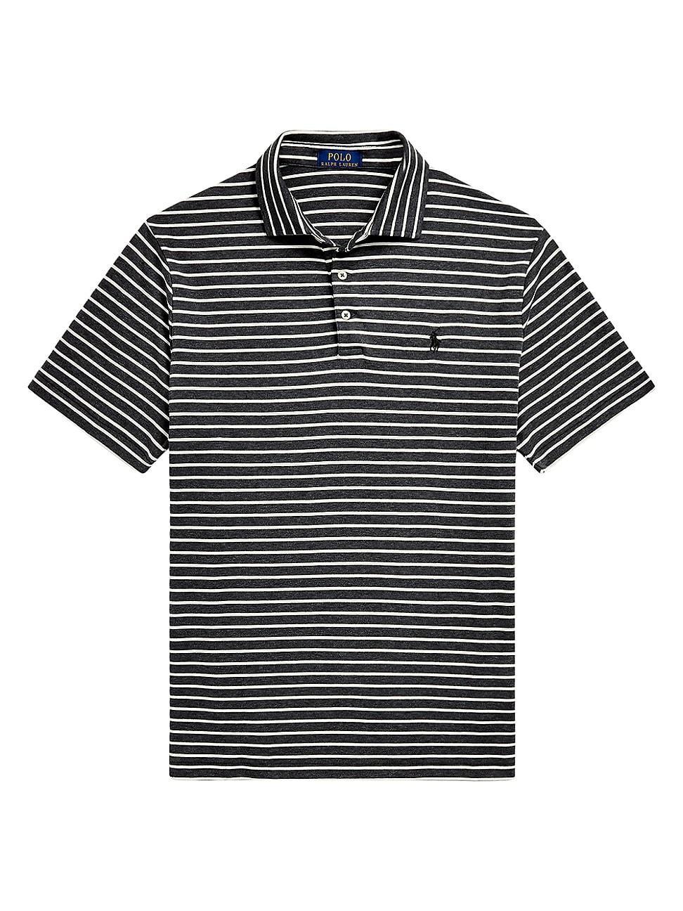 Mens Striped Cotton Polo Shirt Product Image