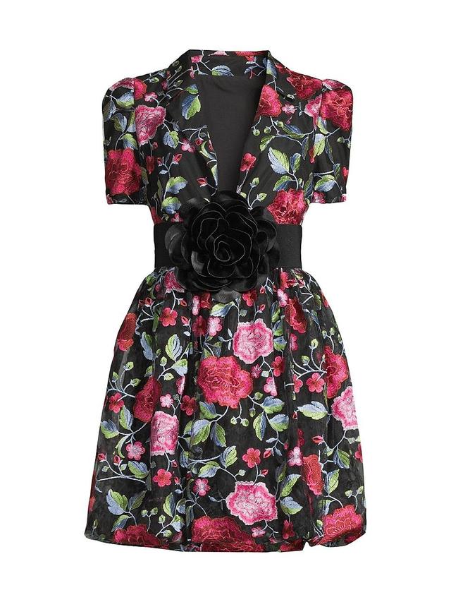 Womens Floral Rosette Belt Blazer Minidress Product Image