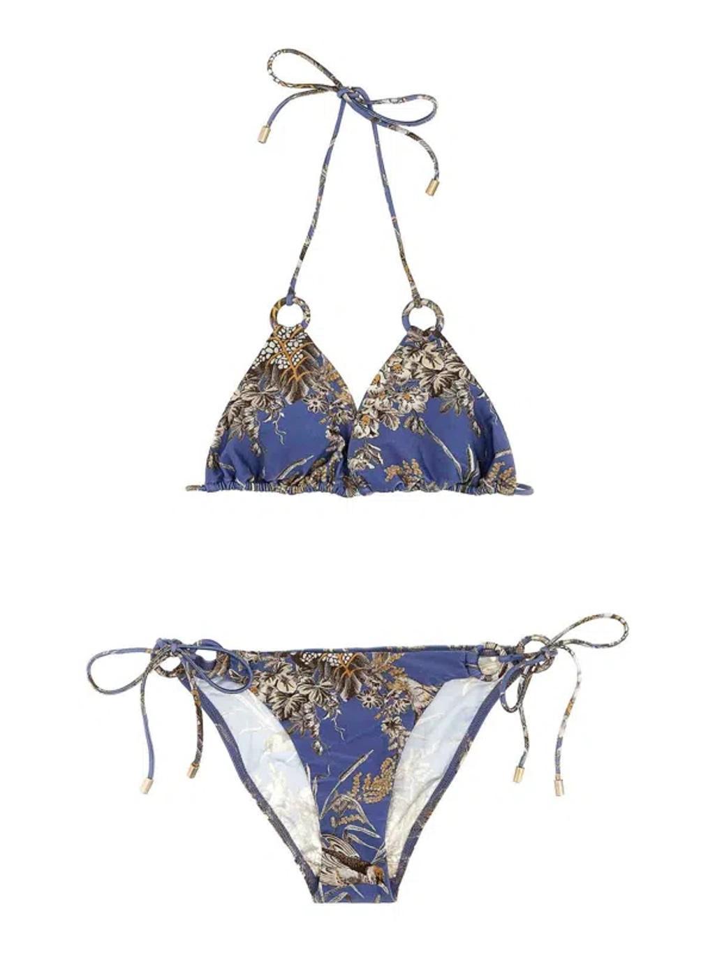 ZIMMERMANN 'ottie Ring Tie' Bikini In Blue Product Image