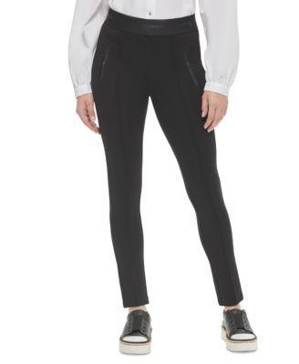 Karl Lagerfeld Paris Womens Zip-Detail Pull-On Pants Product Image