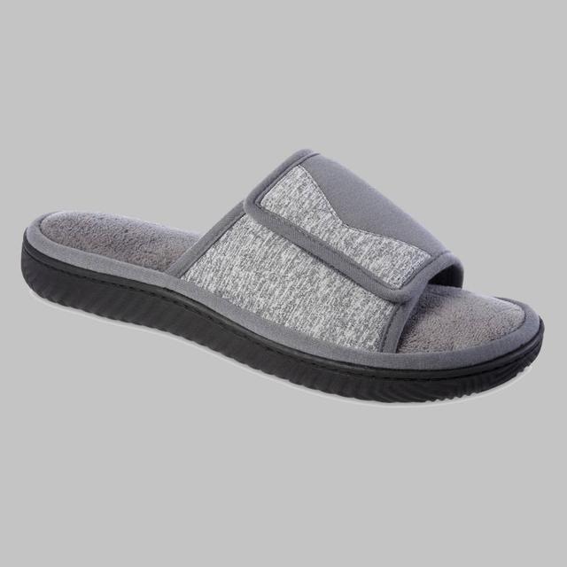 isotoner Memory Foam Sport Knit Miles Mens Slide Slippers Grey Product Image