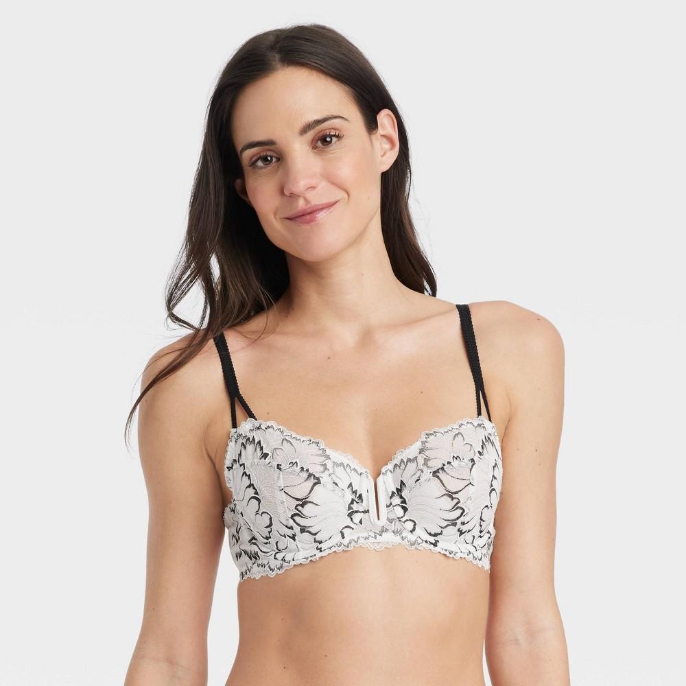 Womens Unlined Balconette Bra - Auden White/Black 34DDD Product Image