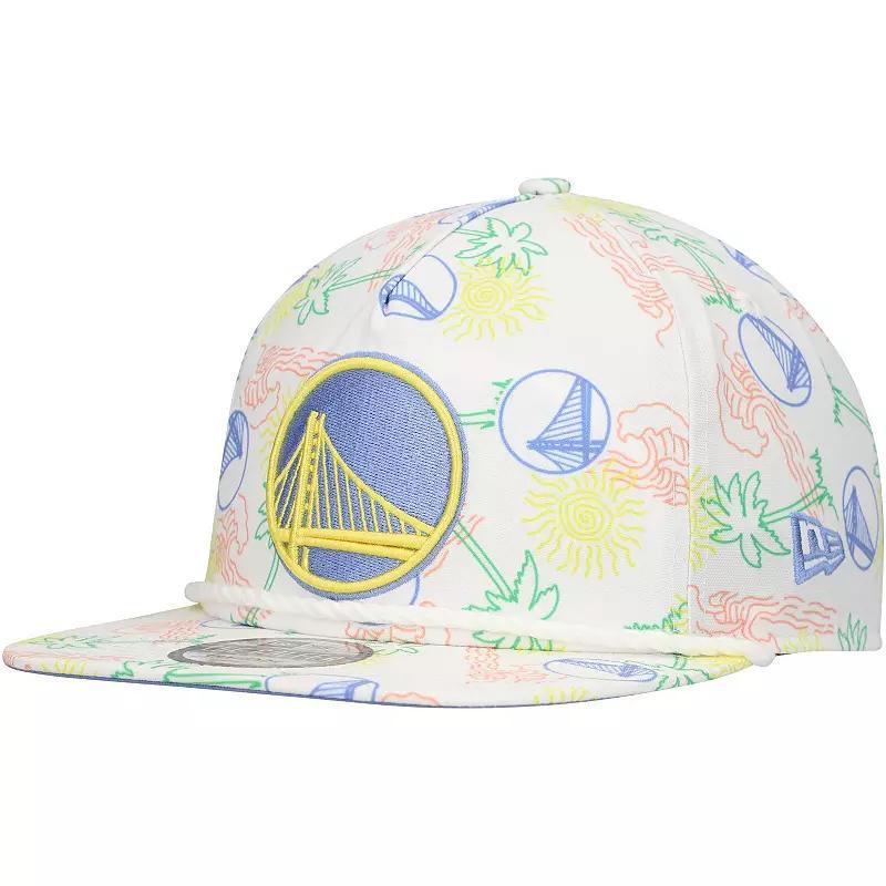 Mens New Era Golden State Warriors Palm Trees and Waves Golfer Adjustable Hat Product Image