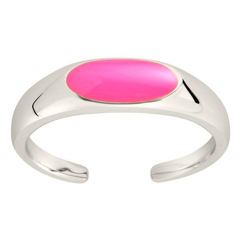 MC Collective Sterling Silver Enamel Open Signet Ring, Womens Gold Tone Raspberry Product Image