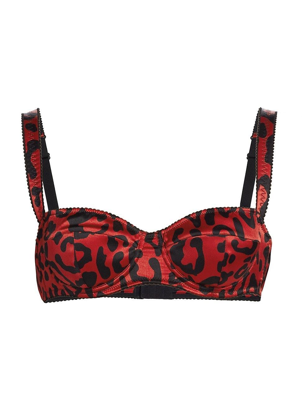 Womens Leopard-Print Silk Demi Bra Product Image