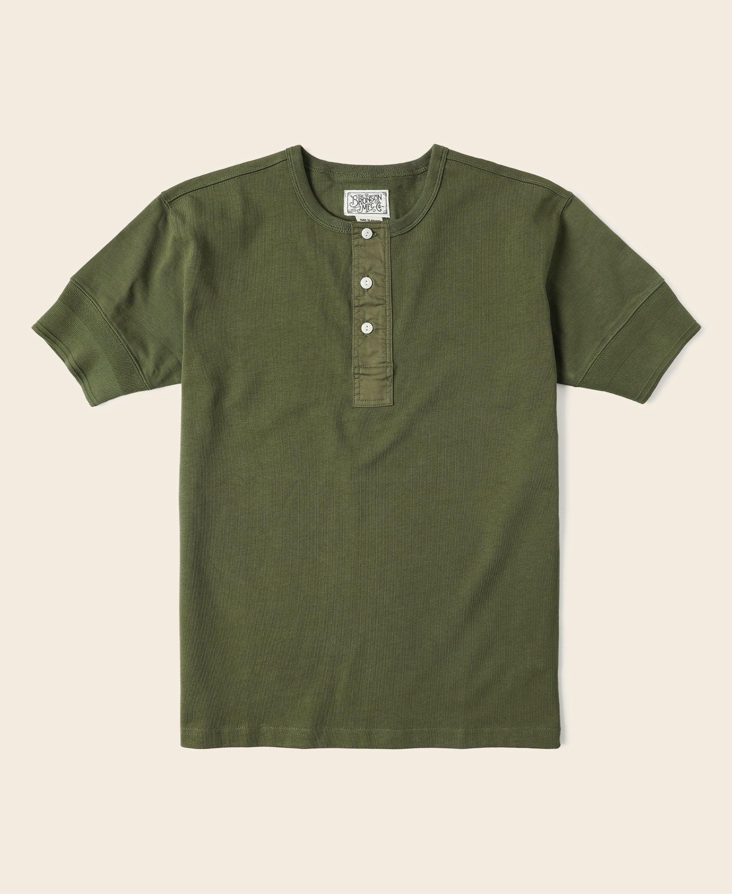 Vintage Short Sleeve Henley T-Shirt - Green Product Image