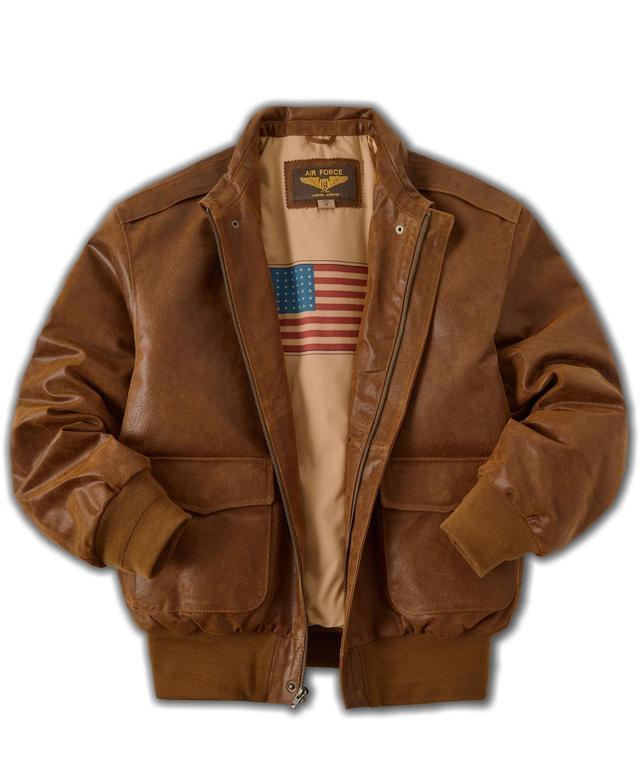 Landing Leathers Men A-2 Distressed Leather Flight Bomber Jacket Product Image