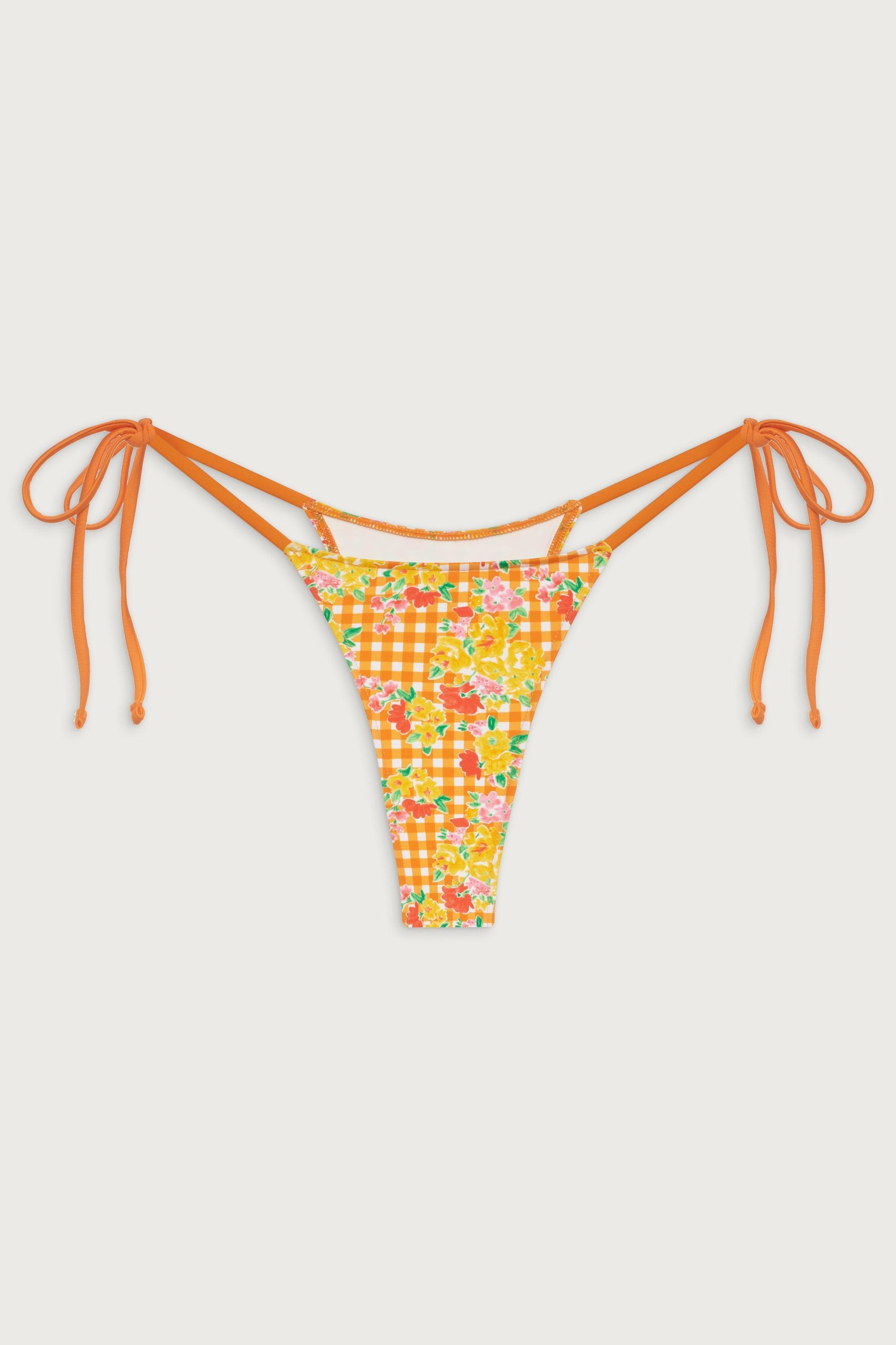 Divine Floral Skimpy Bikini Bottom - Marigold Gingham Product Image