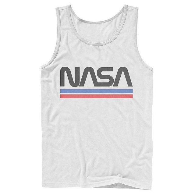 Mens NASA Red Blue Stripe Minimal Logo Vintage Graphic Tank Top Product Image