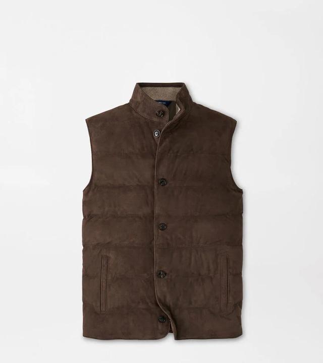 Peter Millar Mens Cordova Suede Vest | Color: Chocolate | Size: M Product Image