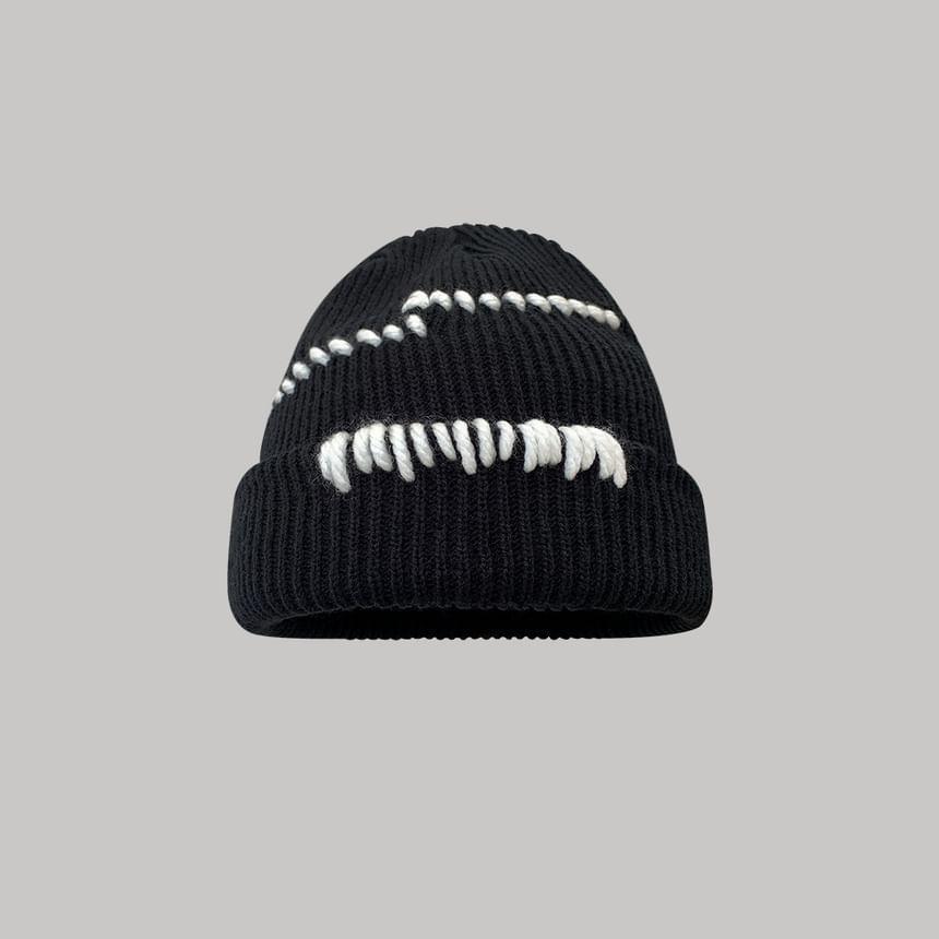 Contrast Stitching Ribbed Beanie Product Image