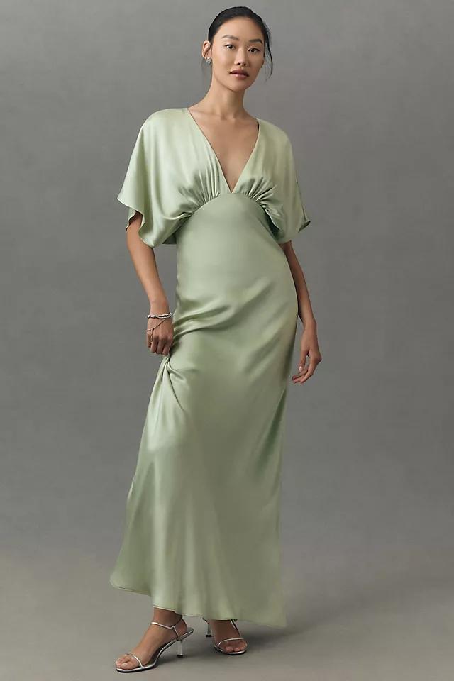 BHLDN Amelia Deep-V Satin Maxi Dress Product Image