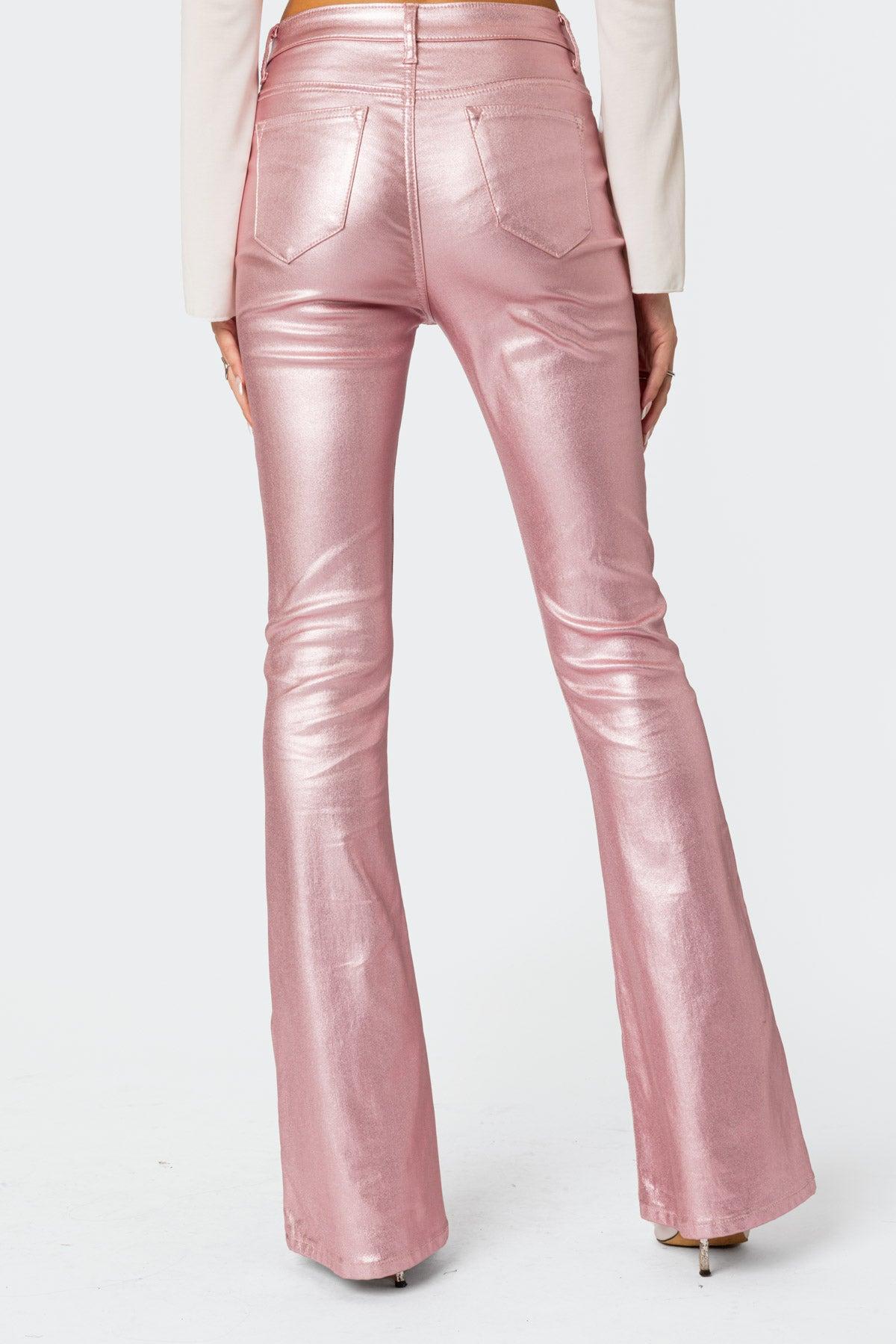 Luna Faux Leather Flare Jeans Product Image