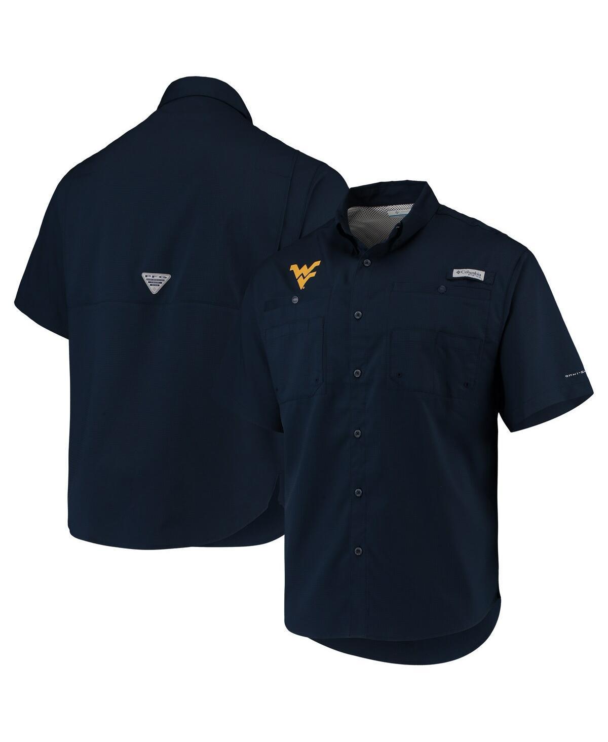 Mens Columbia West Virginia Mountaineers PFG Tamiami Omni-Shade Button-Down Shirt Blue Product Image