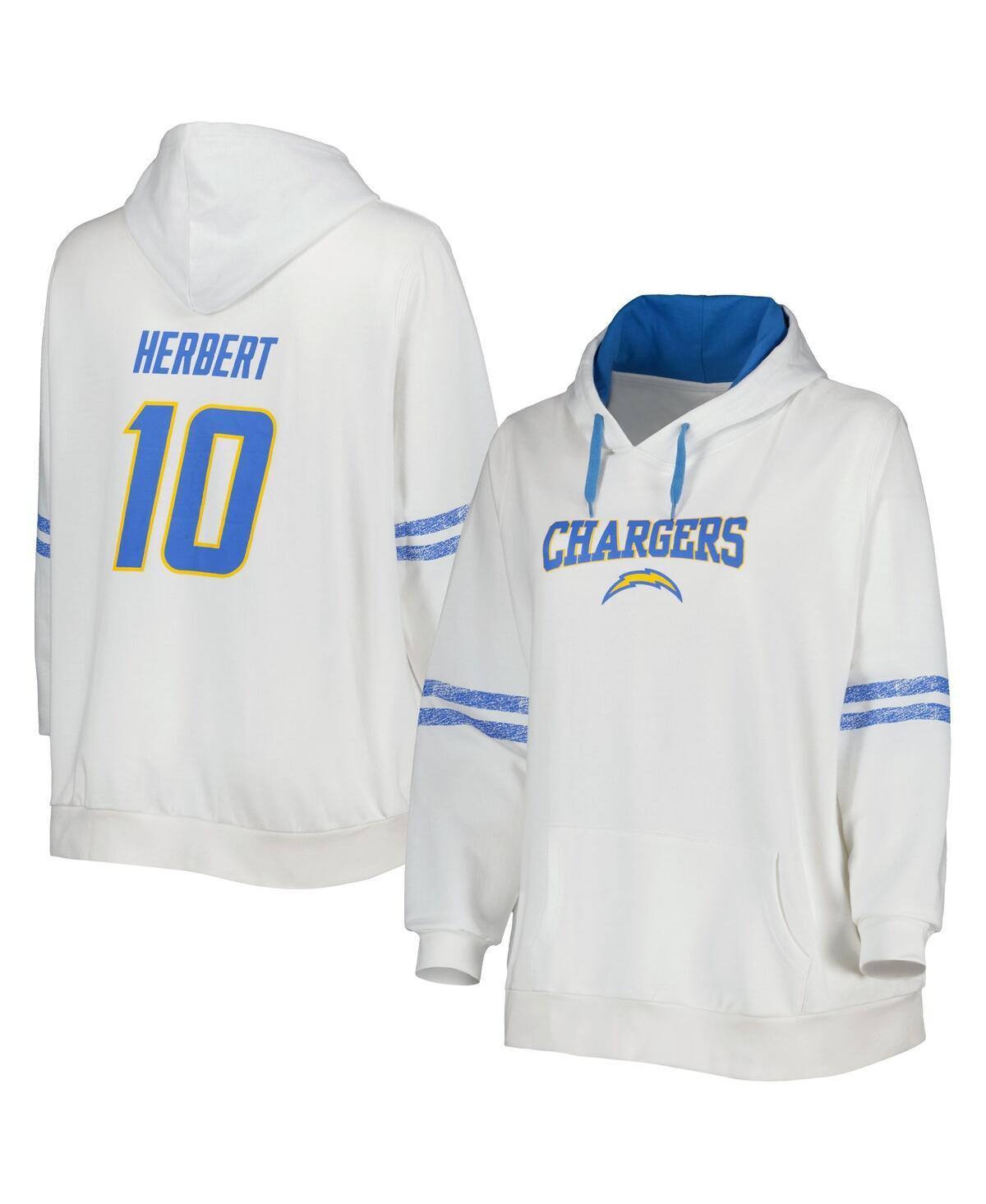 Womens Justin Herbert /Powder Blue Los Angeles Chargers Plus Size Name & Number Pullover Hoodie Product Image