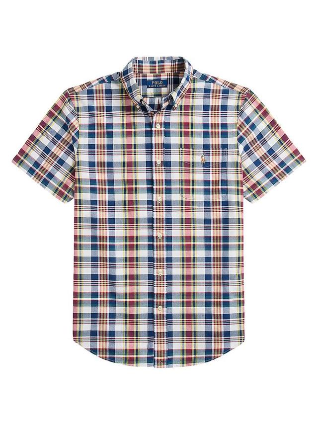 Polo Ralph Lauren Classic Fit Plaid Oxford Shirt Blue Multi) Men's Clothing Product Image